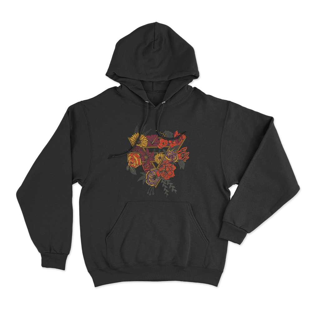Floral Triangle Unisex Hoodie Black Floral Triangle Unisex Hoodie Black