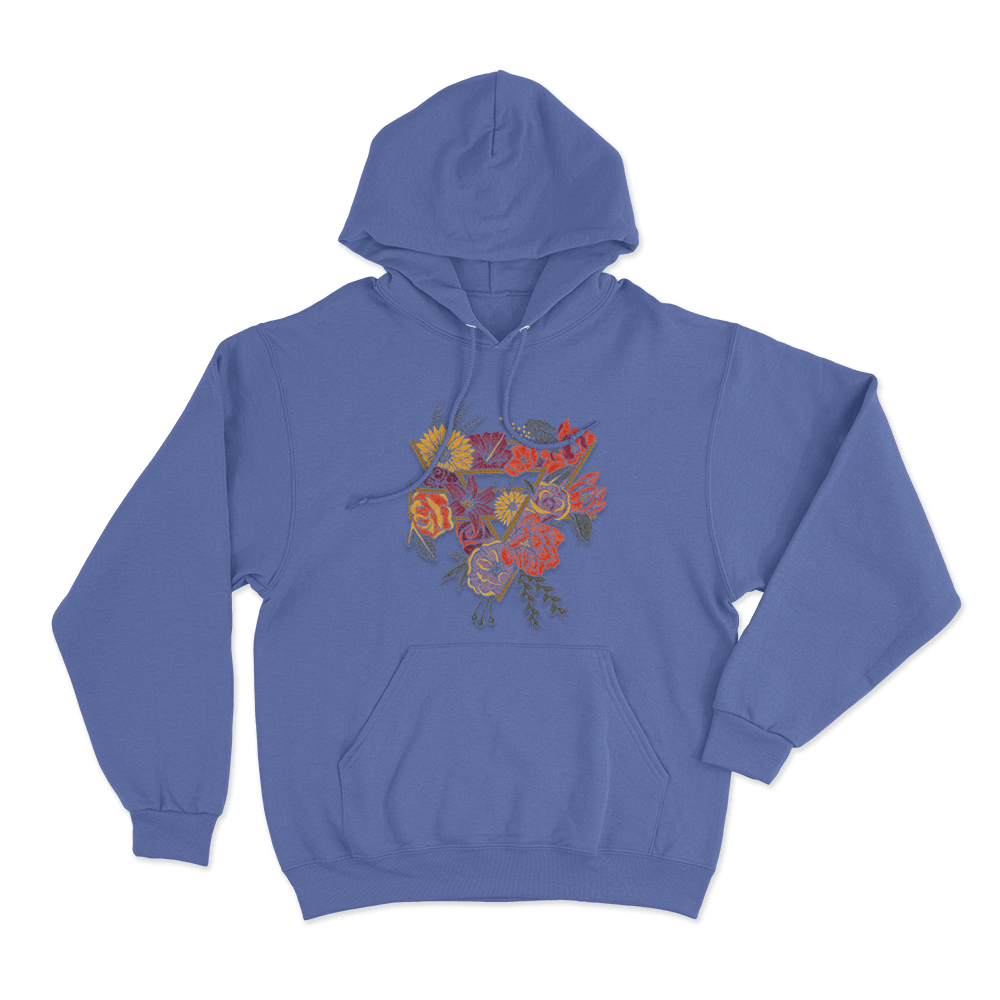 Floral Triangle Unisex Hoodie Blue Floral Triangle Unisex Hoodie Blue
