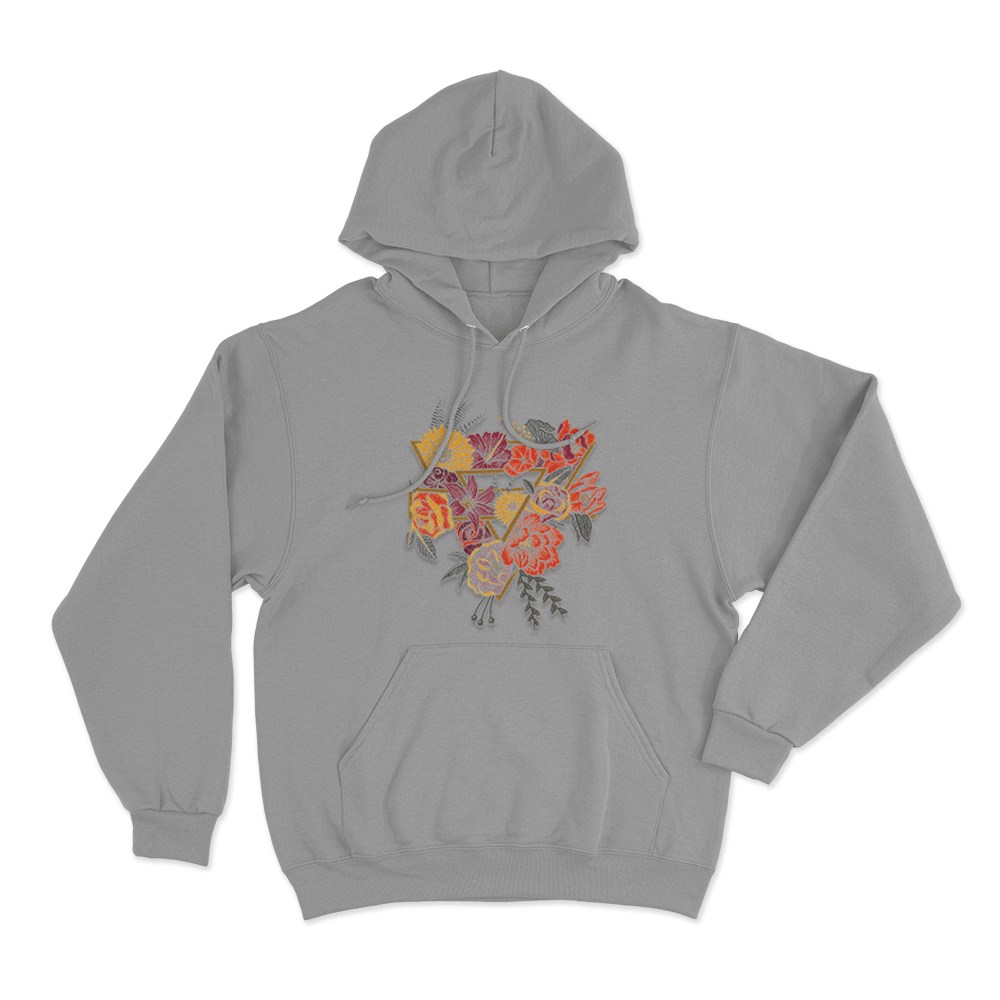 Floral Triangle Unisex Hoodie Grey Floral Triangle Unisex Hoodie Grey