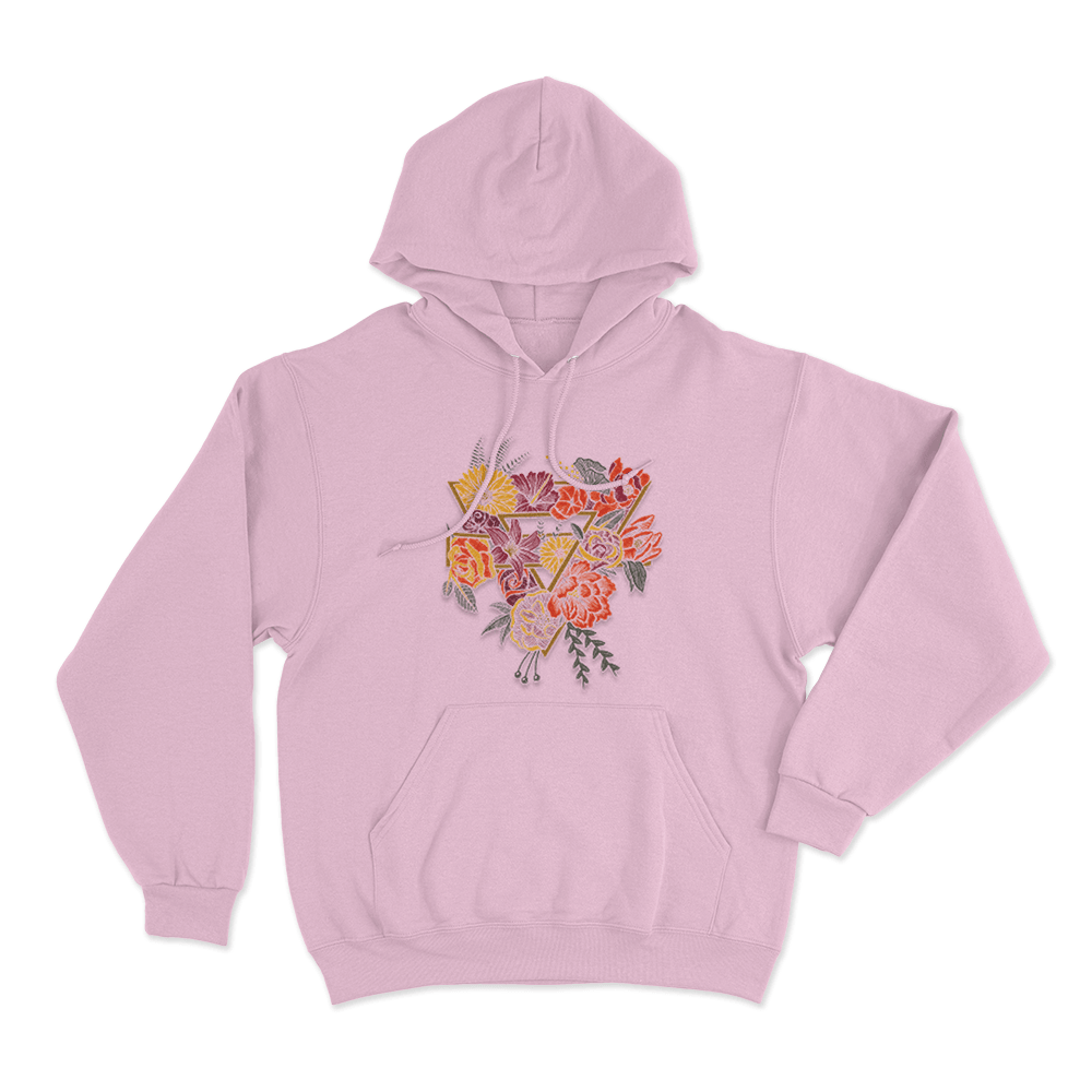 Floral Triangle Unisex Hoodie Pink Floral Triangle Unisex Hoodie Pink