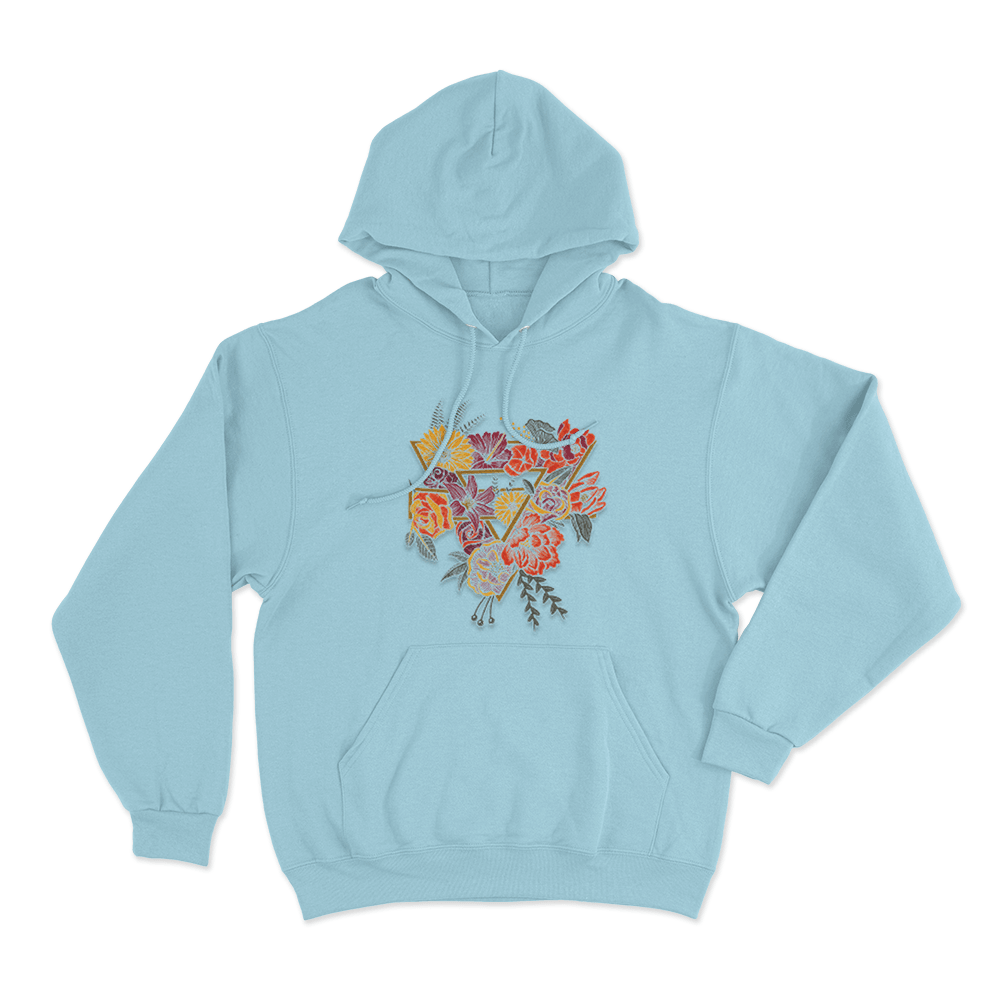 Floral Triangle Unisex Hoodie Sky Blue Floral Triangle Unisex Hoodie Sky Blue