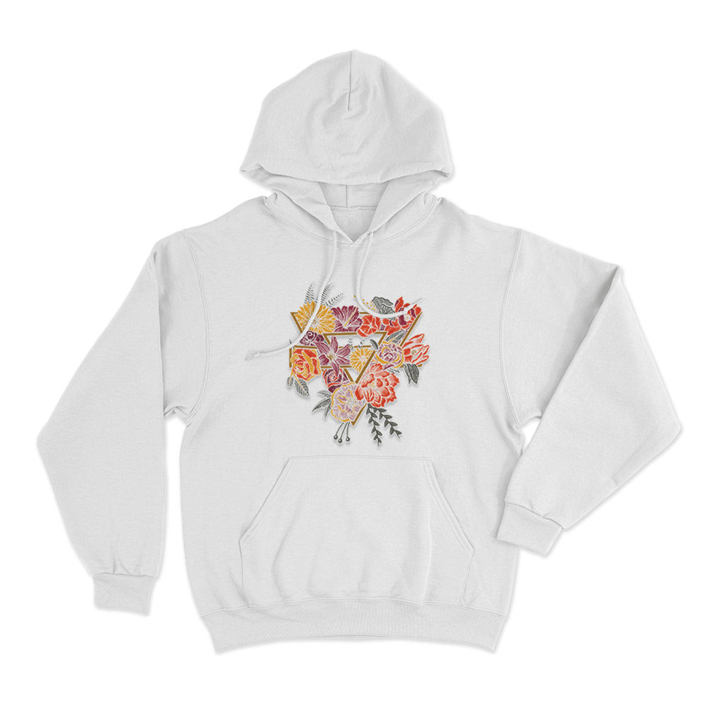 Floral Triangle Unisex Hoodie White Floral Triangle Unisex Hoodie White