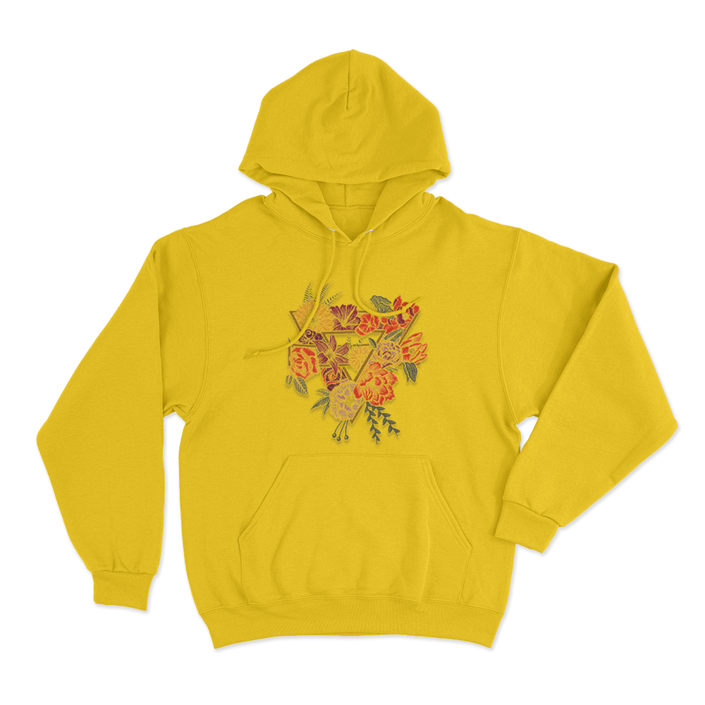 Floral Triangle Unisex Hoodie Yellow Floral Triangle Unisex Hoodie Yellow