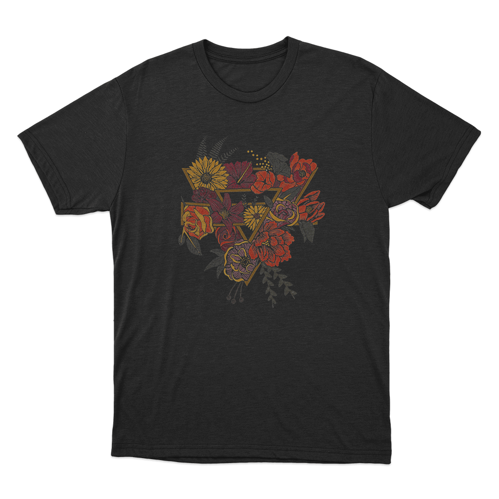 Floral Triangle Unisex T Shirt Black Floral Triangle Unisex T Shirt Black