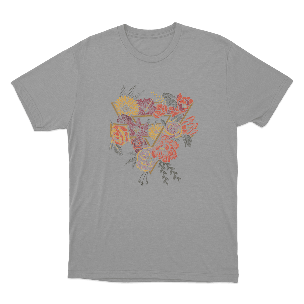 Floral Triangle Unisex T Shirt Grey Floral Triangle Unisex T Shirt Grey