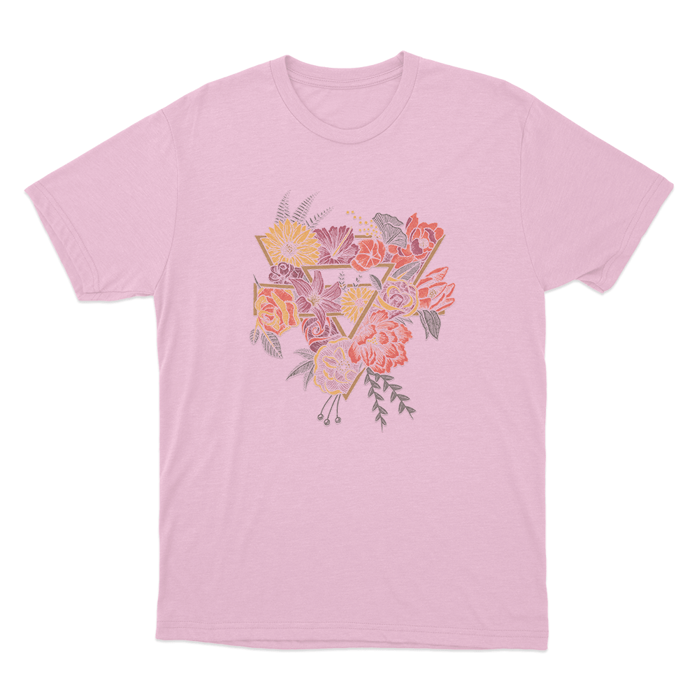 Floral Triangle Unisex T Shirt Pink Floral Triangle Unisex T Shirt Pink