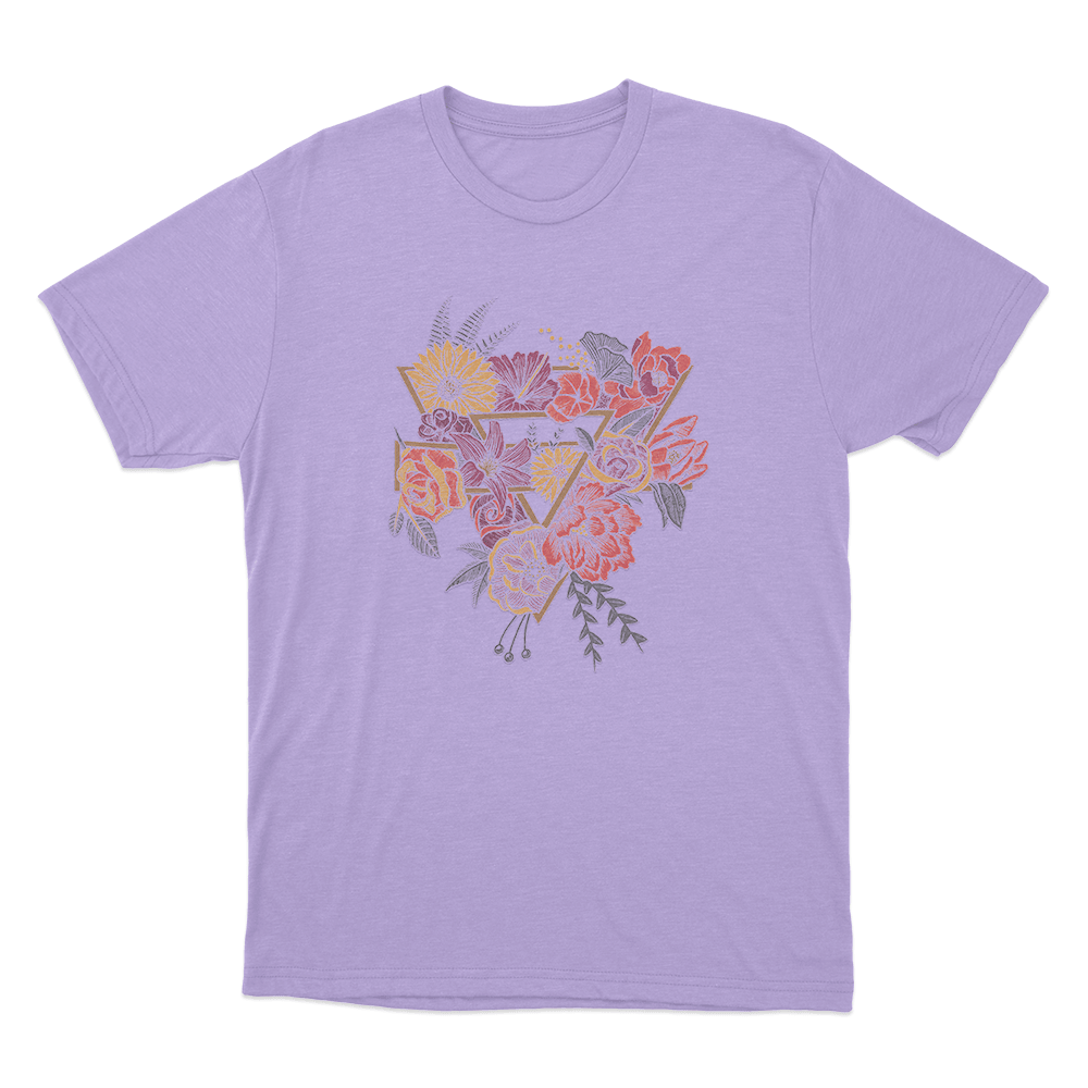 Floral Triangle Unisex T Shirt Purple Floral Triangle Unisex T Shirt Purple