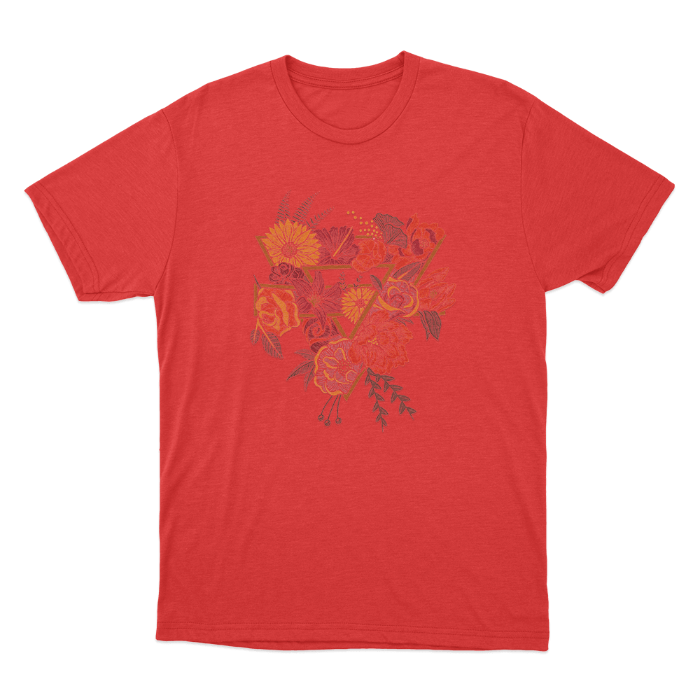 Floral Triangle Unisex T Shirt Red Floral Triangle Unisex T Shirt Red