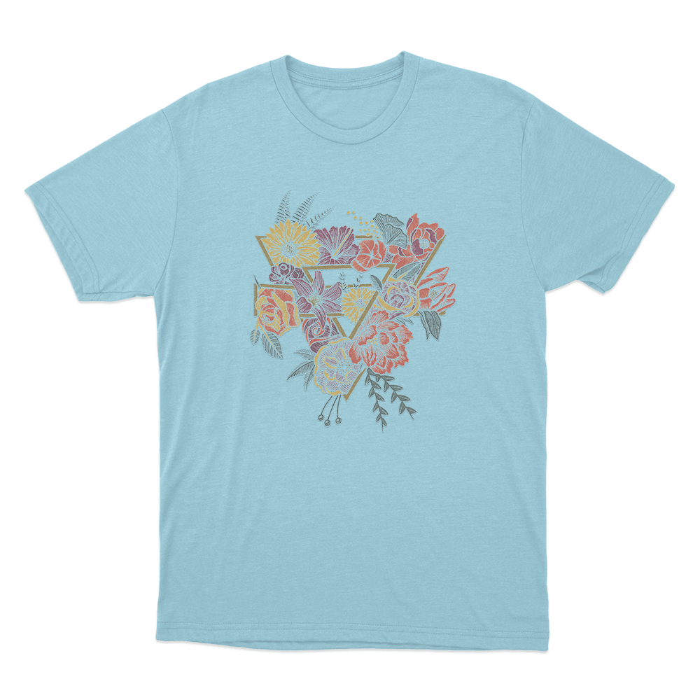 Floral Triangle Unisex T Shirt Sky Blue Floral Triangle Unisex T Shirt Sky Blue