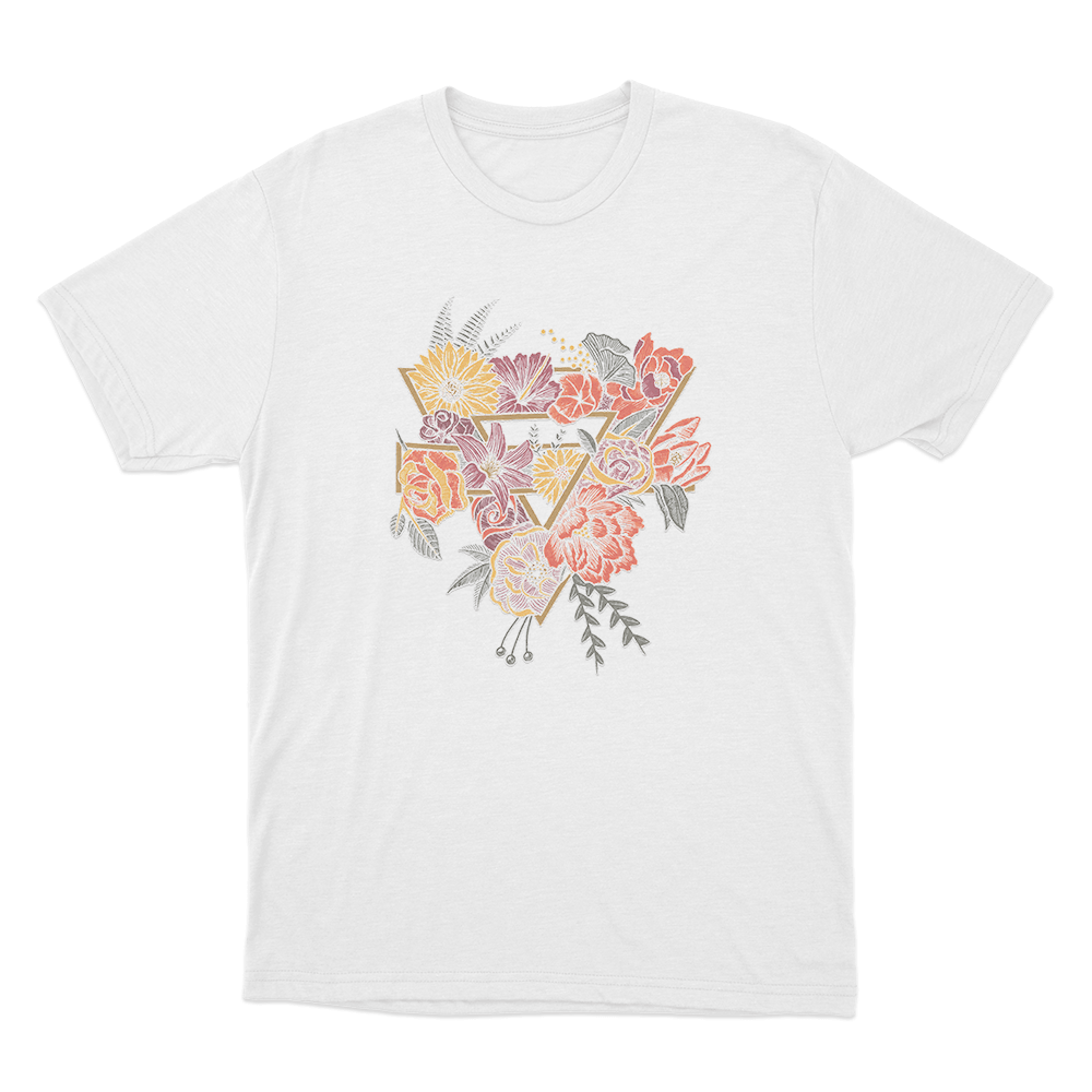 Floral Triangle Unisex T Shirt White Floral Triangle Unisex T Shirt White