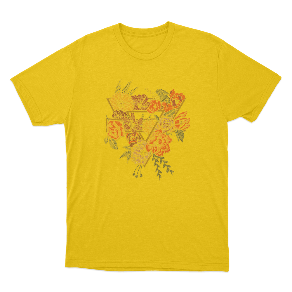 Floral Triangle Unisex T Shirt Yellow Floral Triangle Unisex T Shirt Yellow
