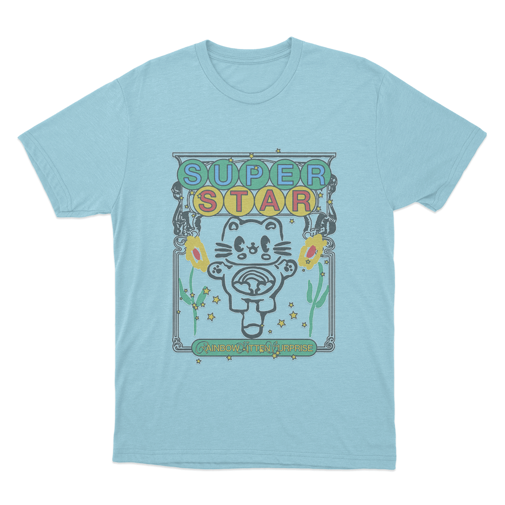 Star Kitten Unisex T Shirt Sky Blue Star Kitten Unisex T Shirt Sky Blue